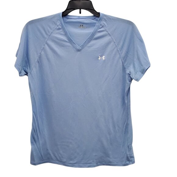 UnderArmour Under Armour‎ Women's Powder Blue Soft V-Neck Athletic Tee T-shirt M - Picture 1 of 4